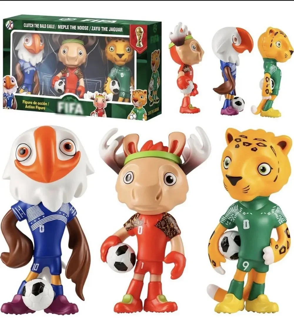 3 Pack World Cup 2026 , Mascot and Star Player Style Figures, 4 Inch
